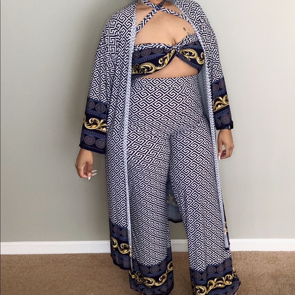 Printed style 3PC Wide Leg Pants Set size 1x-3x